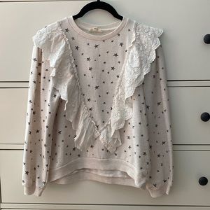 XL ruffle front star pattern sweatshirt by Jessica Simpson